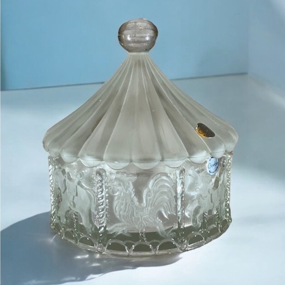 Goebel Frosted Crystal Carousel Glass Candy Dish - Picture 2 of 13